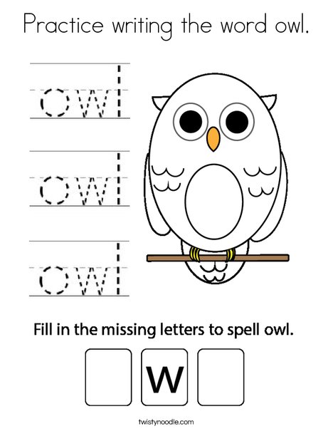 Practice writing the word owl. Coloring Page