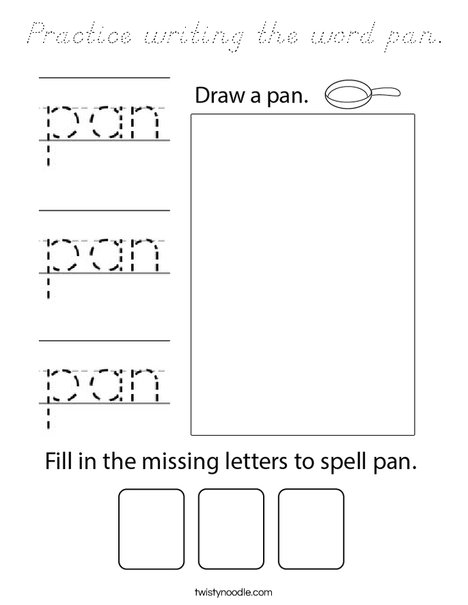 Practice writing the word pan. Coloring Page