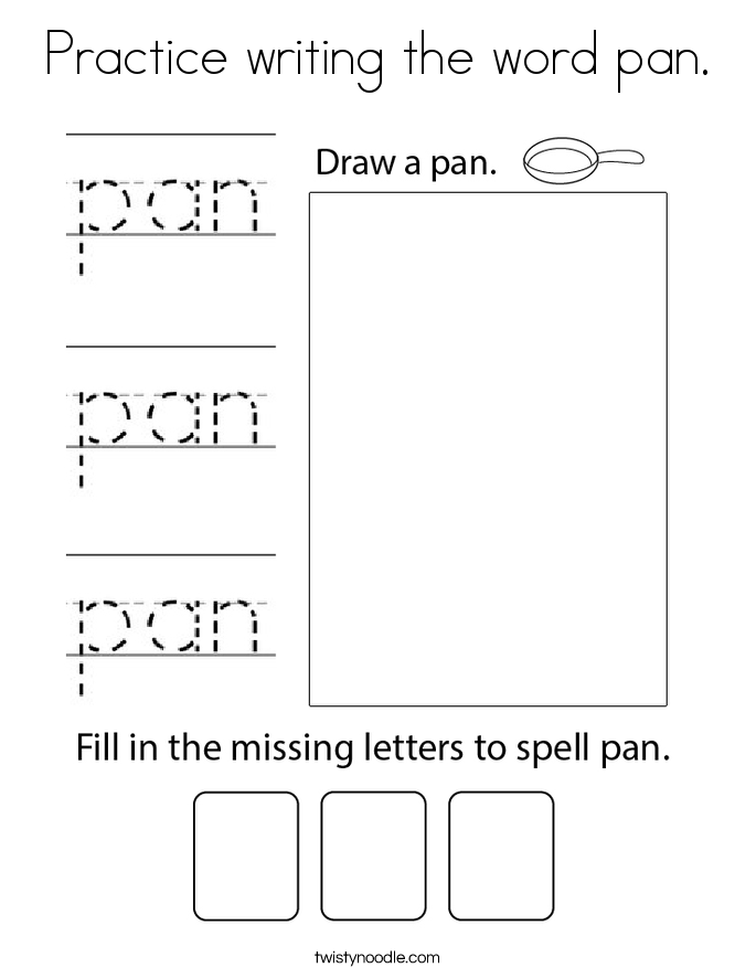 Practice writing the word pan. Coloring Page