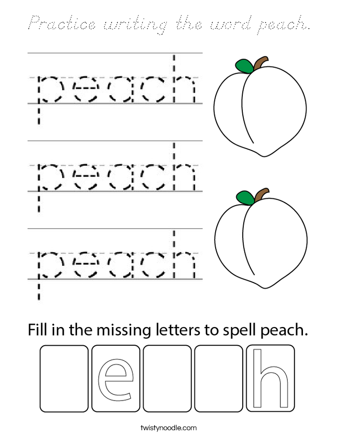 Practice writing the word peach. Coloring Page