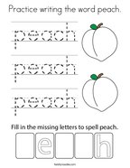 Practice writing the word peach Coloring Page