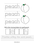 Practice writing the word peach Handwriting Sheet