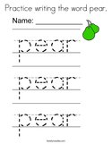 Practice writing the word pear Coloring Page