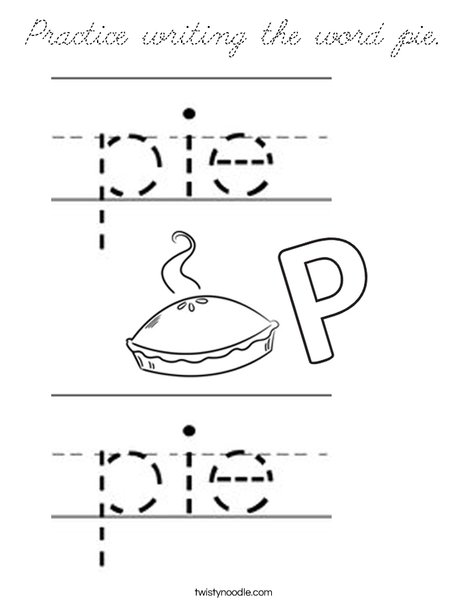 Practice writing the word pie. Coloring Page