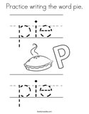 Practice writing the word pie Coloring Page