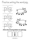 Practice writing the word pig Coloring Page
