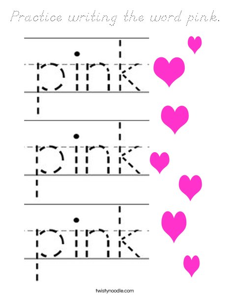 Practice writing the word pink. Coloring Page