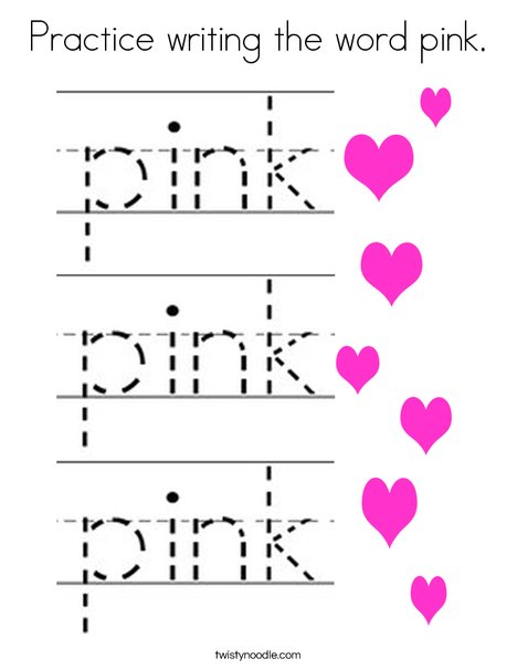 Practice writing the word pink. Coloring Page
