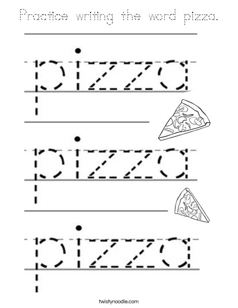 Practice writing the word pizza. Coloring Page