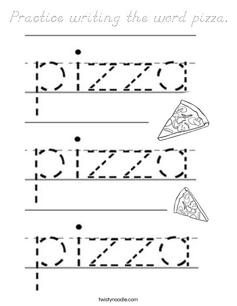Practice writing the word pizza. Coloring Page
