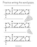 Practice writing the word pizza Coloring Page