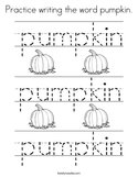 Practice writing the word pumpkin Coloring Page