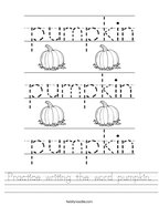 Practice writing the word pumpkin Handwriting Sheet