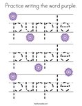 Practice writing the word purple. Coloring Page