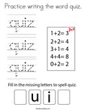 Practice writing the word quiz Coloring Page