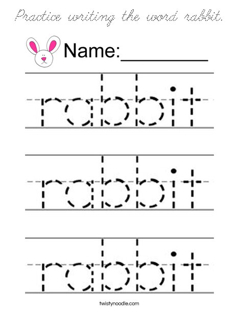 Practice writing the word rabbit. Coloring Page