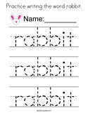 Practice writing the word rabbit Coloring Page