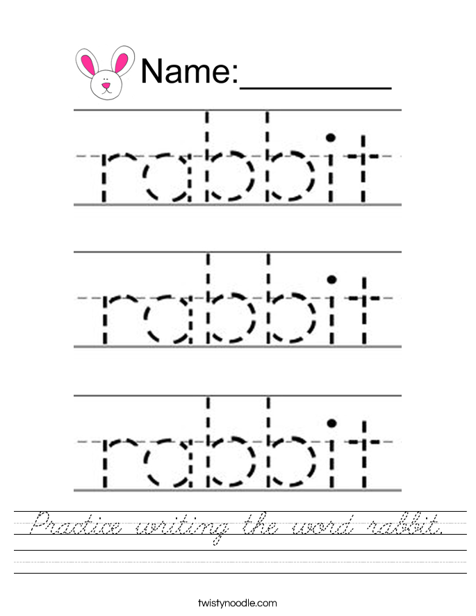 Practice writing the word rabbit. Worksheet