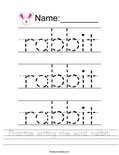 Practice writing the word rabbit. Worksheet