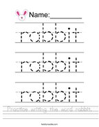Practice writing the word rabbit Handwriting Sheet