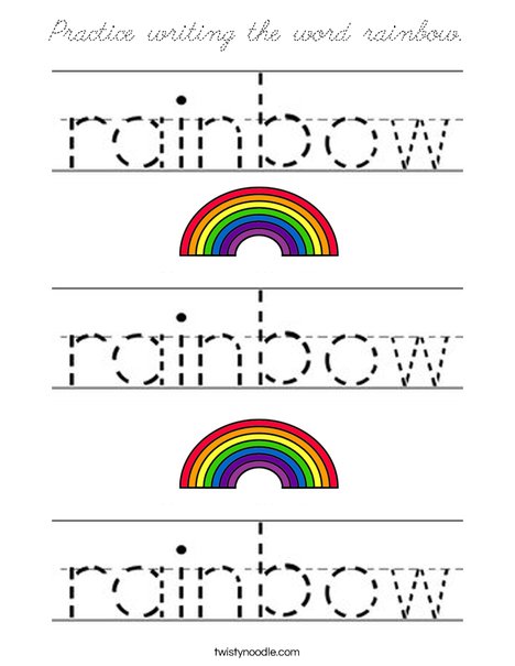 Practice writing the word rainbow. Coloring Page