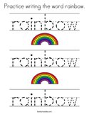 Practice writing the word rainbow Coloring Page