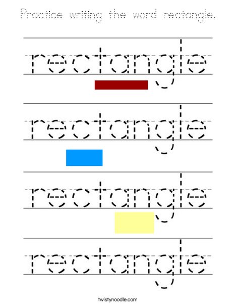 Practice writing the word rectangle. Coloring Page
