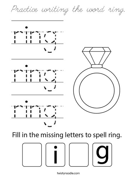 Practice writing the word ring. Coloring Page