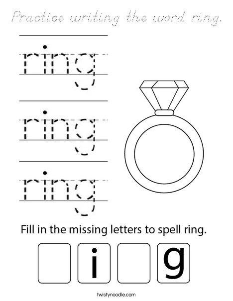 Practice writing the word ring. Coloring Page