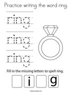 Practice writing the word ring Coloring Page