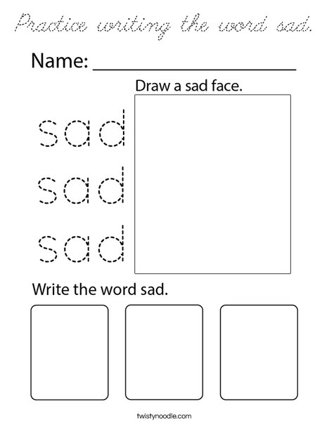 Practice writing the word sad. Coloring Page