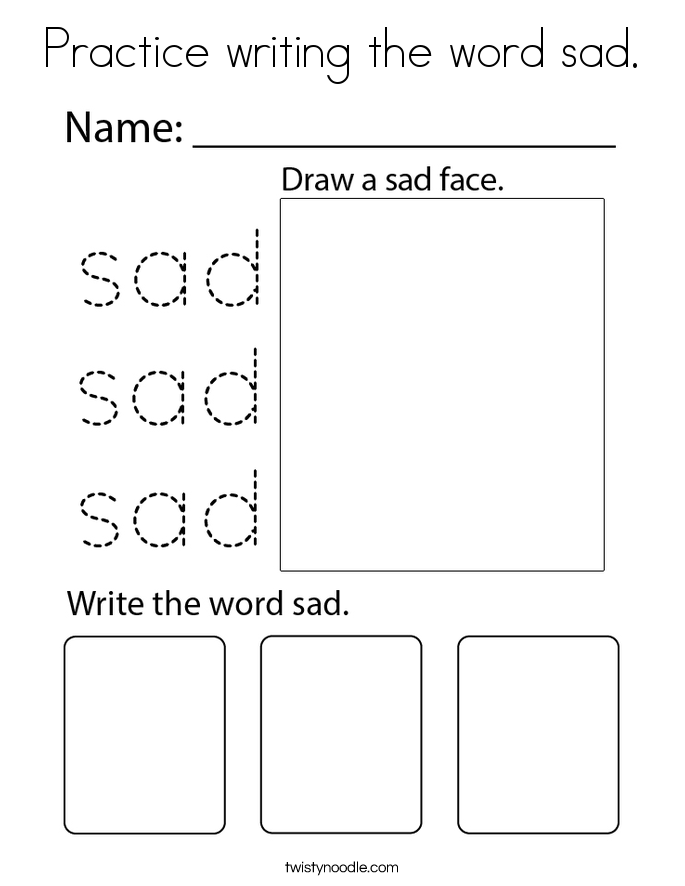 Practice writing the word sad. Coloring Page