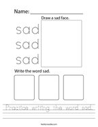 Practice writing the word sad Handwriting Sheet