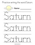 Practice writing the word Saturn. Coloring Page