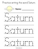Practice writing the word Saturn Coloring Page