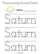 Practice writing the word Saturn Coloring Page