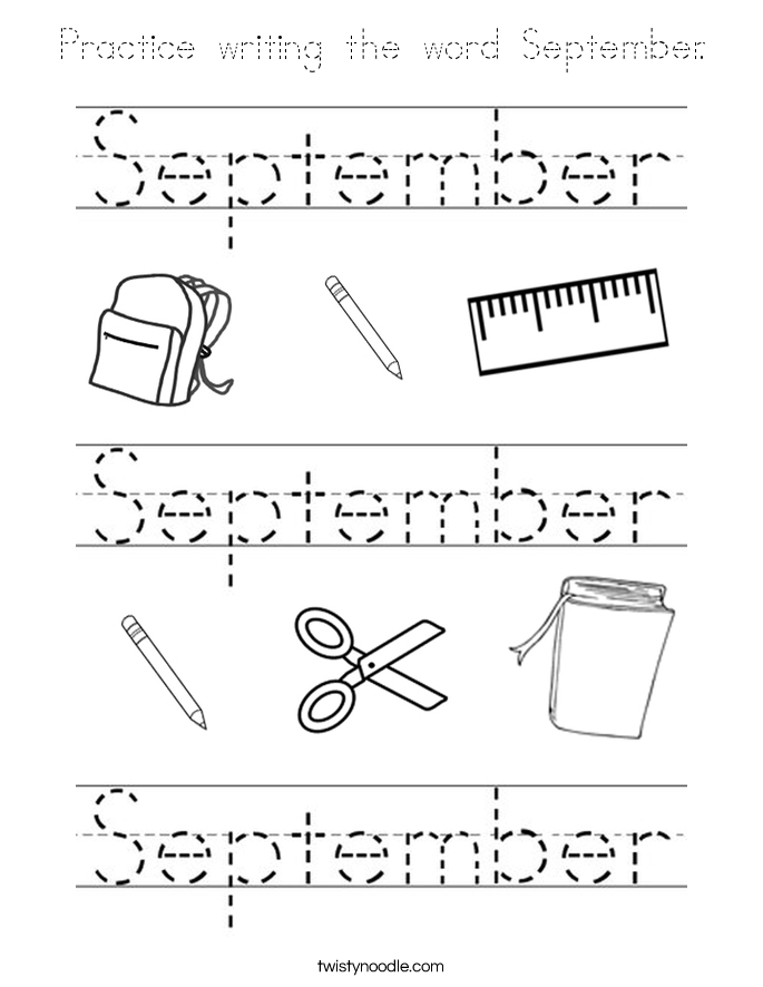 Practice writing the word September. Coloring Page