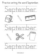 Practice writing the word September Coloring Page