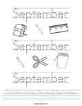 Practice writing the word September. Worksheet