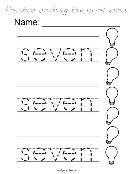 Practice writing the word seven. Coloring Page
