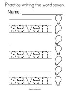 Practice writing the word seven Coloring Page