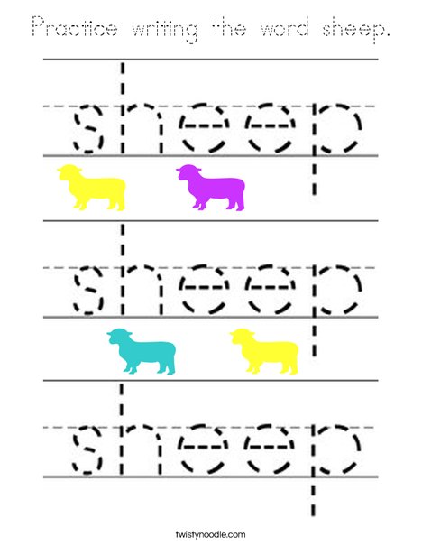 Practice writing the word sheep. Coloring Page