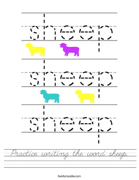 Practice writing the word sheep. Worksheet