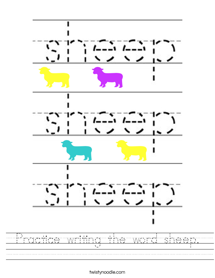 Practice writing the word sheep. Worksheet