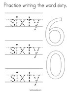Practice writing the word sixty Coloring Page