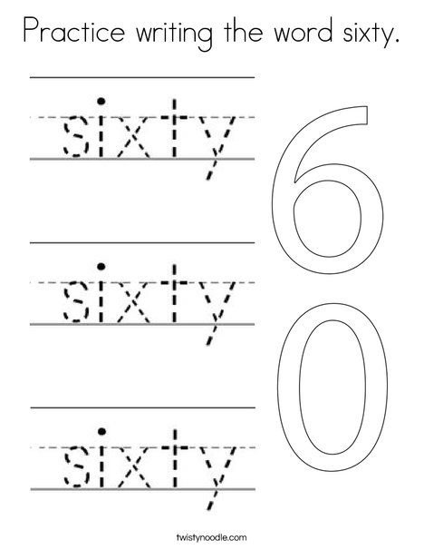 Practice writing the word sixty. Coloring Page
