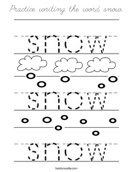 Practice writing the word snow. Coloring Page