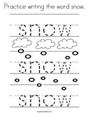 Practice writing the word snow Coloring Page
