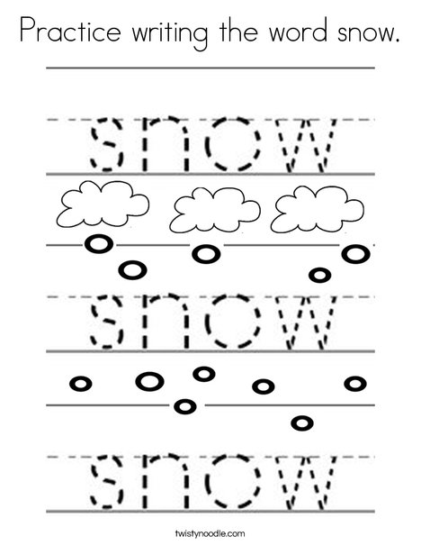 Practice writing the word snow. Coloring Page