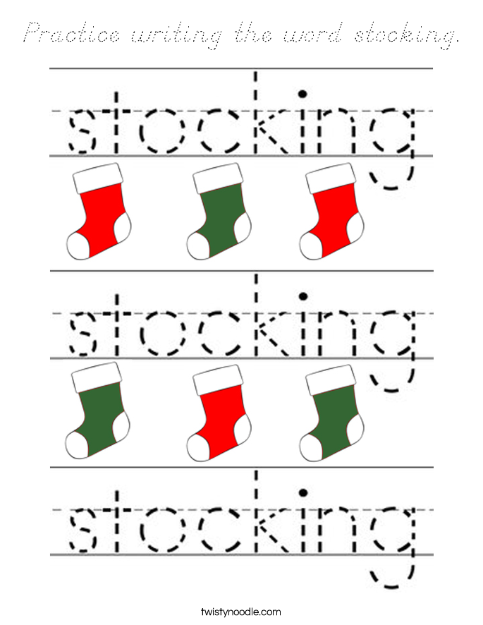 Practice writing the word stocking. Coloring Page